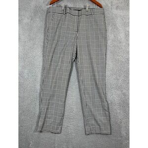 Talbots Hampshire Ankle Pants Women's 14 Black White Plaid Stretch Business